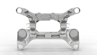 Hinterachsaufhängung Hinterachsaufhängung aus Aluminium-Druckguss. Große Strukturbauteile schnell bearbeiten mit der WV 8000.